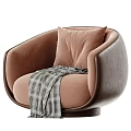 Cozy Floral Bird Print Armchair With Brown Leather Frame And Plaid Blanket