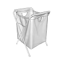 Foldable Fabric Storage Basket with Metal Frame and Double Compartments for Home Laundry Organization