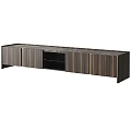 Modern Wood Grain TV Stand With Dark Brown Cabinets And Storage Space Design