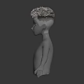 White Head Model Featuring Brown Textured Hair And Detailed Facial Organs