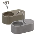 Modern Marble And Concrete Washbasins With Copper And Silver Faucets Design 3d model
