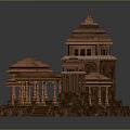 Ancient Indian Temple Architecture With Brown Stone Towers And Carved Pillars