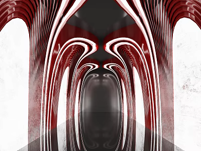 Modern KTV Interior Design With Red White Curved Lines And Ambient Lighting 3d model