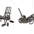 Weathered Vintage Wheelbarrows With Scattered Wooden Pieces And Metal Frames