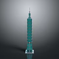 Teal High Rise Tower Architectural Design with Multi Level Spire and Reflective Base 3d model