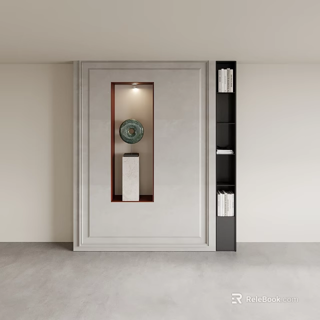 Modern Entryway Console And Side Cabinet With Decorative Display And Book Storage 3d model 
