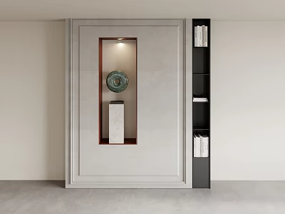 Modern Entryway Console And Side Cabinet With Decorative Display And Book Storage 3d model