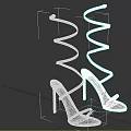 Black Stylish High Heels With Spiral Laces And Thin Heel Design