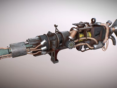 Steampunk Style Weapon With Metal Parts Pipes And Gears Design 3d model