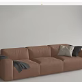 Modern Three Seater Sofa With Soft Pillows And Cozy Blankets 3d model