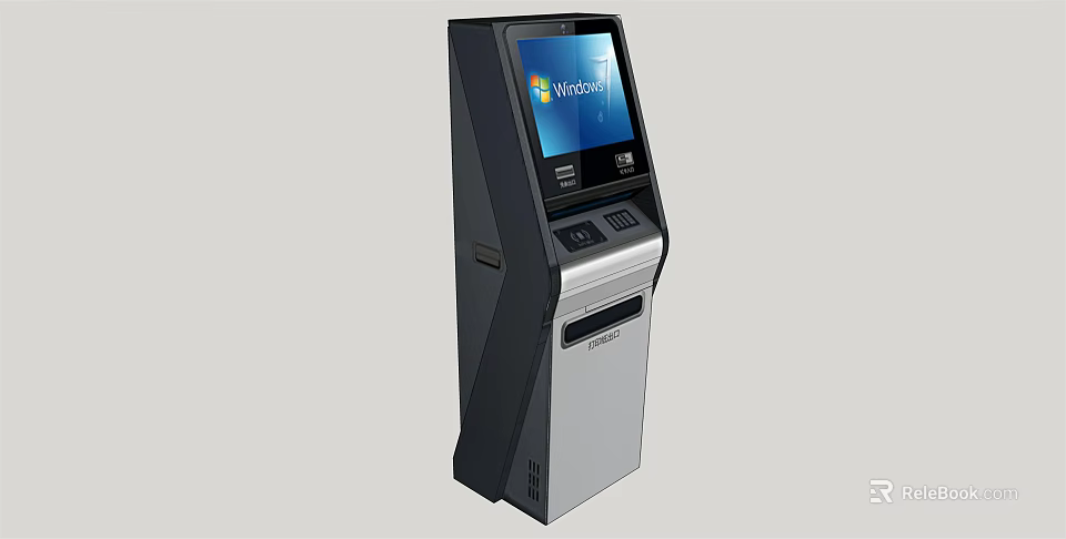 Public Facility Self Service Kiosk With Touchscreen Display And Windows Interface 3d model 