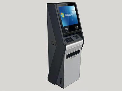 Public Facility Self Service Kiosk With Touchscreen Display And Windows Interface 3d model