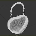 Heart Shaped Transparent Handbag With Light Blue Beaded Handle And Golden Metal Frame