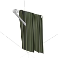 Green Striped Household Towel Hanging on White Towel Rack for Daily Use