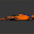 Orange Formula 1 Race Car With Aerodynamic Design Large Tires Rear Wing And Sponsor Logos