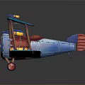 Blue Biplane Model With Vintage Design For Aerospace Collection And