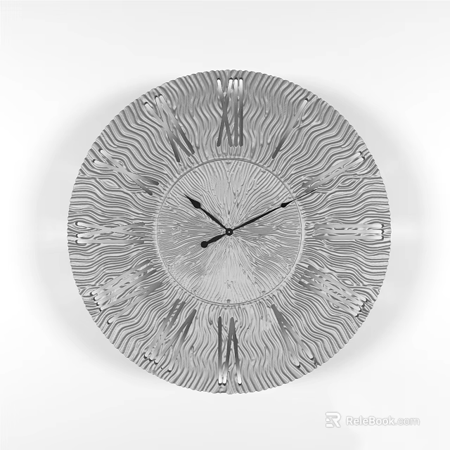 Modern Wavy Texture Wall Clock With Roman Numerals And Circular Design 3d model
