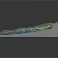 3D Rendered Coastal Landscape With Turquoise Ocean Green Land And Rocky Shore