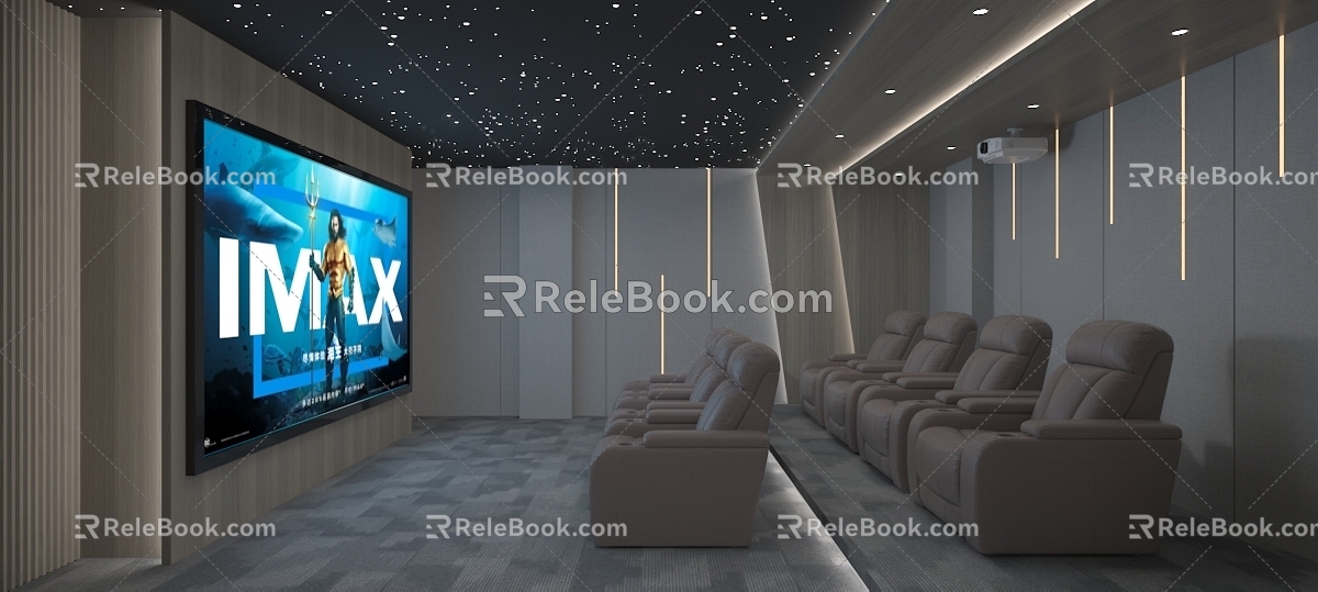 Modern AV Room Simple Light Luxury Home Theater Private Theater 3d model