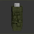 Detailed Green Armored Military Vehicle with Six Wheels Mounted Machine Gun and Antennas