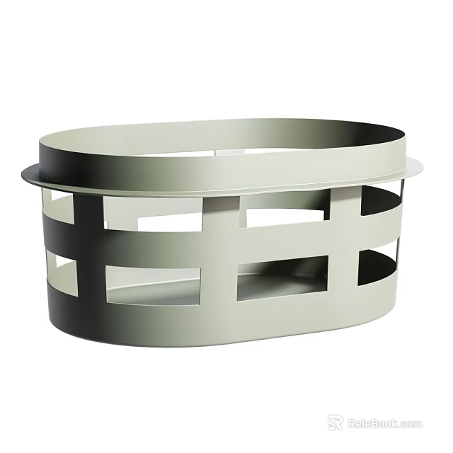 Gray Oval Storage Shelf With Open Grid Design For Home Organization 3d model 