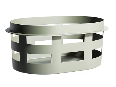 Gray Oval Storage Shelf With Open Grid Design For Home Organization 3d model