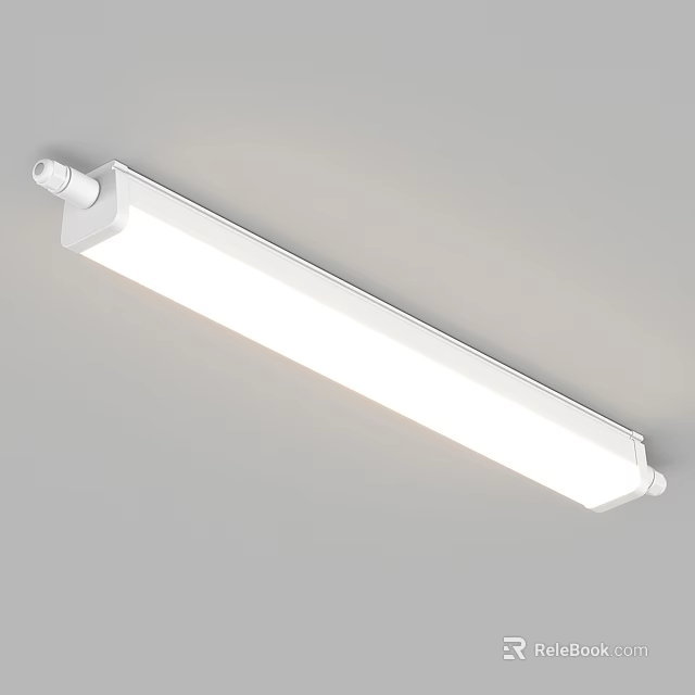 White Linear Modern Flush Mount LED Ceiling Light with Bright Indoor Lighting 3d model