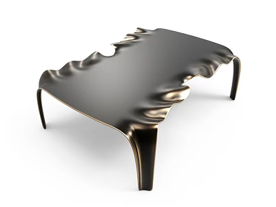 Modern Side Table With Wave Edge Black Top And Sleek Metal Legs Design 3d model