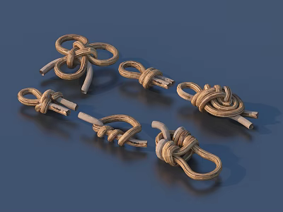 Decorative Rope Knots As Household Items With Natural Material And Various Designs 3d model