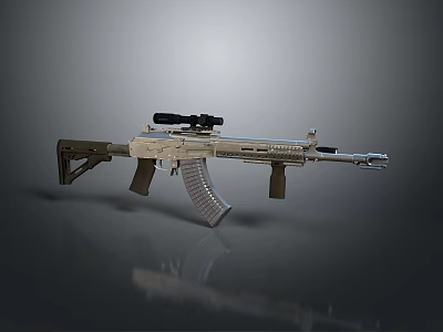 Tactical Rifle With Scope And Metal Body Featuring Magazine Military Style Design 3d model