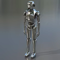 Detailed Silver Metallic Humanoid Robot Figure for Game and Movie Character