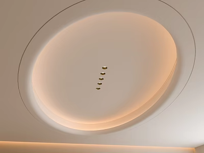 Modern Circular Ceiling Design With Recessed Lights And Soft Ambient Lighting 3d model