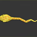 Yellow Snake With Orange Spots 3D Model On Dark Background With Reflection 3d model