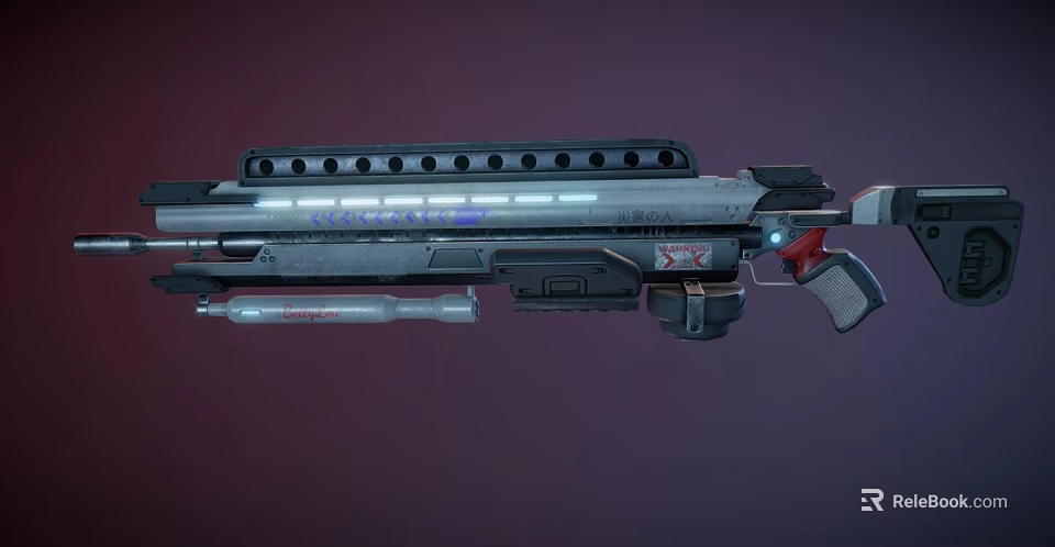 Futuristic Sci-Fi Gun Featuring Blue Glowing Accents Matte Black Body And Tactical Scope 3d model 