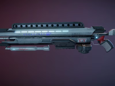 Futuristic Sci-Fi Gun Featuring Blue Glowing Accents Matte Black Body And Tactical Scope 3d model