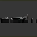 Industrial Equipment Setup With Black Blue Mechanical Parts Pipes Containers And Control Panels