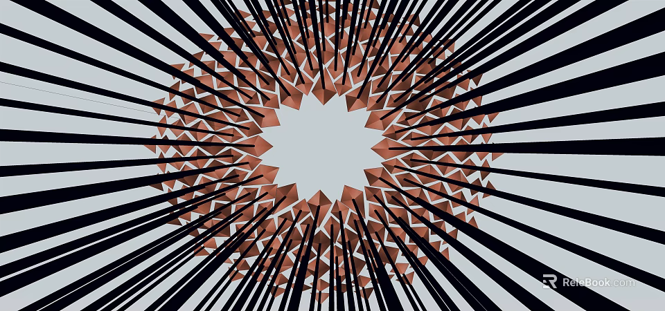 Modern Geometric Sculpture With Radial Triangular Design Black White Brown Three Dimensional Artwork 3d model 
