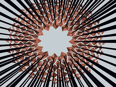 Modern Geometric Sculpture With Radial Triangular Design Black White Brown Three Dimensional Artwork 3d model