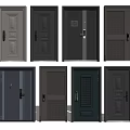 Diverse Modern Hinged Doors With Panel Designs Grid Patterns And Decorative Details 3d model