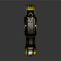 Futuristic Sci-Fi Weapon With Yellow Black Metallic Design And Textured Grip Structure