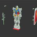 Detailed Gundam Model With Weapon Parts Shield And Accessories On
