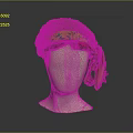 Orange Textured Headscarf With Green Leaf Pattern Red Trim Tied On Mannequin Head
