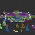 Circular Stone Ground Design With Surrounding Stone Pillars And Scattered Blocks
