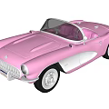 Pink Classic Convertible Sports Car With Vintage Exterior And White Wall Tires