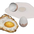 Crispy Fried Egg With Cracked Shell Spread Yolk And White On Dark Background