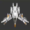 Futuristic Cosmic Spaceship Design With Aerodynamic Structure And White Gray Orange Accents