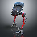 Black Shell Robotic Character Design With Red Mechanical Legs Silver Joints And Claw Feet