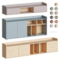 Modern Wooden And Gray Shelving Units With Multiple Color Options And Storage Compartments