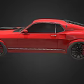 Red Vintage Sports Car With Black Hood Scoop And Modern Black Wheels Design