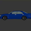 Blue Sedan 3D Render With Sporty Design Shiny Exterior And Black Wheels